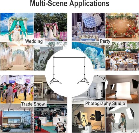 حامل خلفية قابل للتعديل 10أقدام/3م × 10أقدام/3م (عرض×ارتفاع)، مجموعة نظام دعم حامل اللافتة للحفلات، والصور الشخصية، والتصوير الفوتوغرافي في الاستوديو، وحفلات أعياد الميلاد... in Kuwait