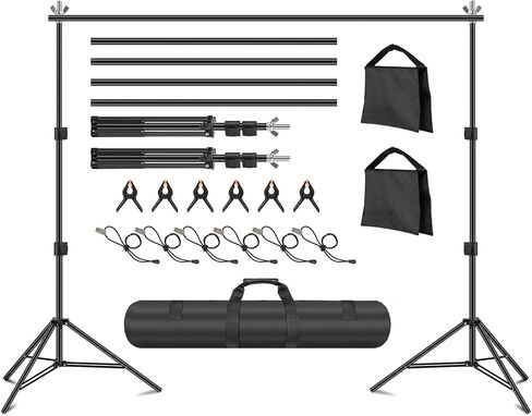 حامل خلفية قابل للتعديل 10أقدام/3م × 10أقدام/3م (عرض×ارتفاع)، مجموعة نظام دعم حامل اللافتة للحفلات، والصور الشخصية، والتصوير الفوتوغرافي في الاستوديو، وحفلات أعياد الميلاد... in Kuwait