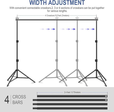 حامل خلفية قابل للتعديل 10أقدام/3م × 10أقدام/3م (عرض×ارتفاع)، مجموعة نظام دعم حامل اللافتة للحفلات، والصور الشخصية، والتصوير الفوتوغرافي في الاستوديو، وحفلات أعياد الميلاد... in Kuwait