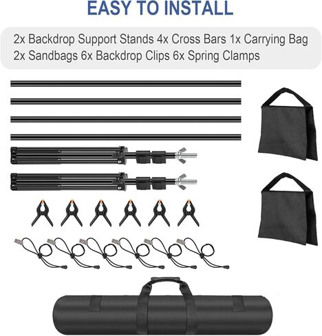 حامل خلفية قابل للتعديل 10أقدام/3م × 10أقدام/3م (عرض×ارتفاع)، مجموعة نظام دعم حامل اللافتة للحفلات، والصور الشخصية، والتصوير الفوتوغرافي في الاستوديو، وحفلات أعياد الميلاد... in Kuwait