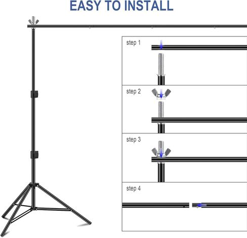 حامل خلفية قابل للتعديل 10أقدام/3م × 10أقدام/3م (عرض×ارتفاع)، مجموعة نظام دعم حامل اللافتة للحفلات، والصور الشخصية، والتصوير الفوتوغرافي في الاستوديو، وحفلات أعياد الميلاد... in Kuwait