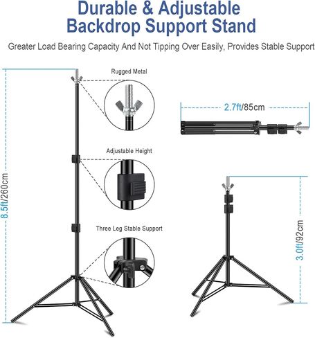 حامل خلفية قابل للتعديل 10أقدام/3م × 10أقدام/3م (عرض×ارتفاع)، مجموعة نظام دعم حامل اللافتة للحفلات، والصور الشخصية، والتصوير الفوتوغرافي في الاستوديو، وحفلات أعياد الميلاد... in Kuwait
