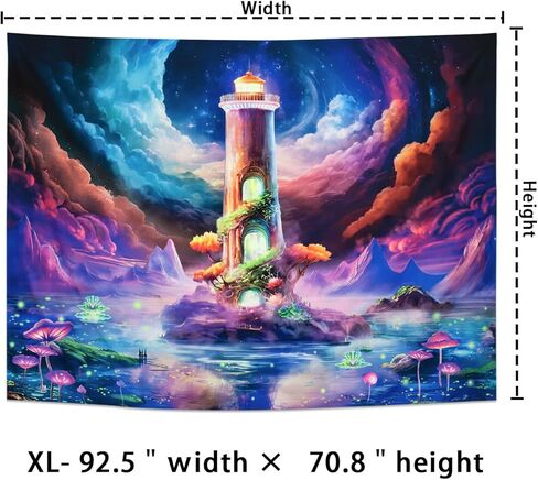 Amhokhui Blacklight Starry Sky نسيج الأشعة فوق البنفسجية التفاعلية الخيال المناظر الطبيعية نسيج تريبي سديم نسيج النيون غالاكسي الفضاء نسيج طبيعة المنارة بحيرة نسيج الجدار شنقا ديكور للمنزل in Kuwait