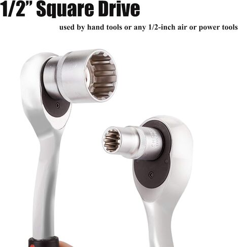 19 قطعة 1/2 بوصة مجموعة مقابس محرك عالمية، متري 8-32 مم 12 نقطة Cr-V مجموعة مقابس in Kuwait