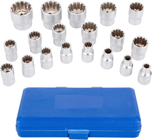 19 قطعة 1/2 بوصة مجموعة مقابس محرك عالمية، متري 8-32 مم 12 نقطة Cr-V مجموعة مقابس in Kuwait