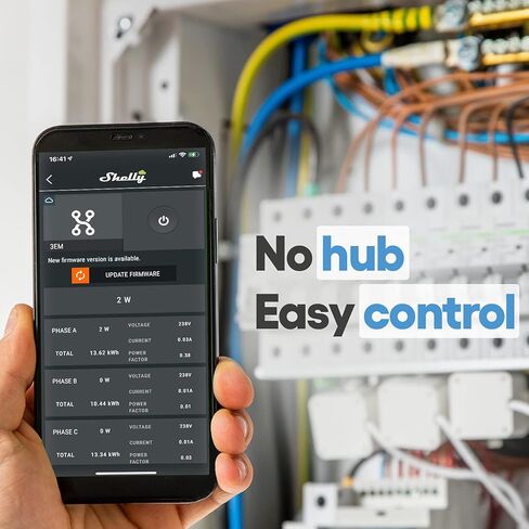 Shelly 3EM، عداد طاقة WiFi ثلاثي الطور، التحكم في الموصل، استهلاك الشاشة والتحكم، حجم صغير، متوافق مع الألواح الشمسية، 3 قنوات، أتمتة المنزل الذكي in Kuwait