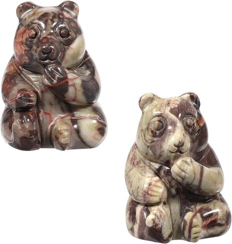 Rockcloud Set of 2 Crazy Lace Agate Stone Hand Carved Bear Pocket Stone, Animal Collectible Figurine Statue for Reiki Healing Home Office Good Luck Decor, Multicolor in Saudi Arabia