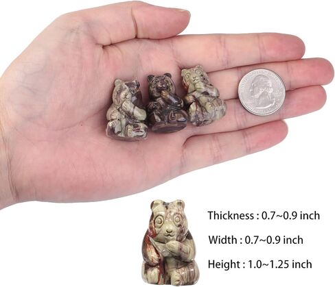 Rockcloud Set of 2 Crazy Lace Agate Stone Hand Carved Bear Pocket Stone, Animal Collectible Figurine Statue for Reiki Healing Home Office Good Luck Decor, Multicolor in Saudi Arabia
