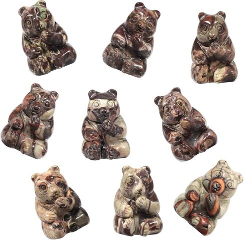 Rockcloud Set of 2 Crazy Lace Agate Stone Hand Carved Bear Pocket Stone, Animal Collectible Figurine Statue for Reiki Healing Home Office Good Luck Decor, Multicolor in Saudi Arabia