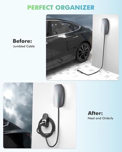 حامل كابل شاحن تيسلا-EVDANCE Tesla حامل شاحن متنقل على الحائط مع حامل موصل تيسلا للطراز 3 Y S X، حامل شاحن حائط تيسلا للداخل/الخارج، ملحق منظم كابل شحن تيسلا in Saudi Arabia