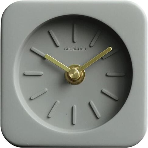 Analog Desk & Shelf Clock, Mid Century Concrete Table Clock Small Desktop Clocks Battery Operated with Precise Silent Sweep Movement Cement Tabletop Clocks for Mantel Office Bedroom in Saudi Arabia