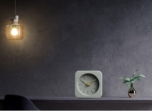 Analog Desk & Shelf Clock, Mid Century Concrete Table Clock Small Desktop Clocks Battery Operated with Precise Silent Sweep Movement Cement Tabletop Clocks for Mantel Office Bedroom in Saudi Arabia
