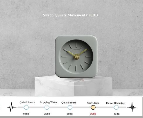 Analog Desk & Shelf Clock, Mid Century Concrete Table Clock Small Desktop Clocks Battery Operated with Precise Silent Sweep Movement Cement Tabletop Clocks for Mantel Office Bedroom in Saudi Arabia