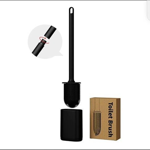 Toilet Brush and Holder Set for Bathroom,Deep Cleaning Silicone Toilet Brushes.T PR Flexible toilet bowl brush, Floor Standing & Wall Mounted without Drilling. Toilet Bowl Brush with Holder. (Black) in Saudi Arabia