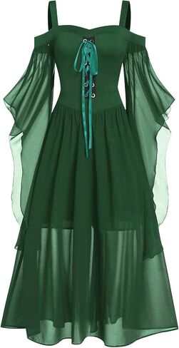 Medieval Costume Women Plus Size Butterfly Sleeve Halloween Maxi Dress Vintage Vampire Witch Cosplay Gothic Dress Gown Vintage Dress Halloween Dresses for Women Plus Size (Dark Purple,XXXL) HL112 in Saudi Arabia