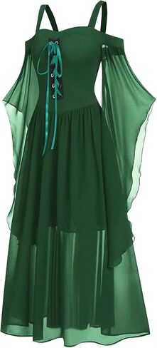 Medieval Costume Women Plus Size Butterfly Sleeve Halloween Maxi Dress Vintage Vampire Witch Cosplay Gothic Dress Gown Vintage Dress Halloween Dresses for Women Plus Size (Dark Purple,XXXL) HL112 in Saudi Arabia