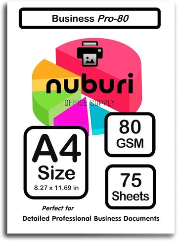 Nuburi - A4 Size Printer Paper - Great for Professional Documents - 80 gsm / 21lb (40 Sheets) in Saudi Arabia