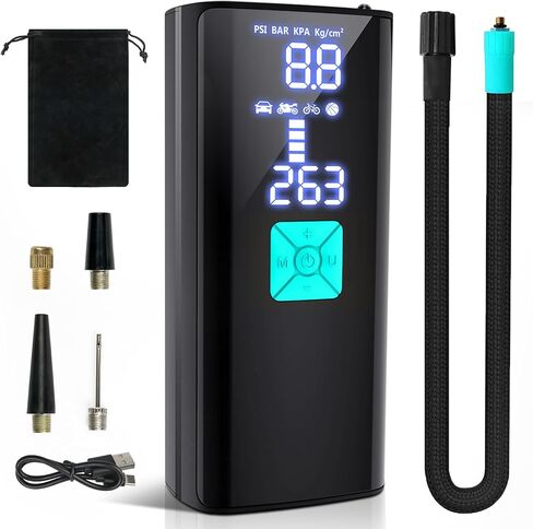 Litmustes Tire Inflator Portable Air Compressor,Cordless Tire Inflator 150 PSI with Digital LCD Pressure Gauge Electric Air Pump Quick Inflation for Car,Motorcycle,Bicycle Tires and Balls (Black) in Saudi Arabia