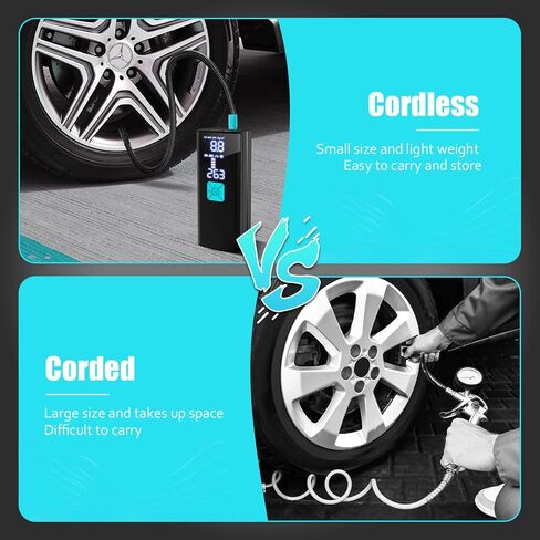 Litmustes Tire Inflator Portable Air Compressor,Cordless Tire Inflator 150 PSI with Digital LCD Pressure Gauge Electric Air Pump Quick Inflation for Car,Motorcycle,Bicycle Tires and Balls (Black) in Saudi Arabia