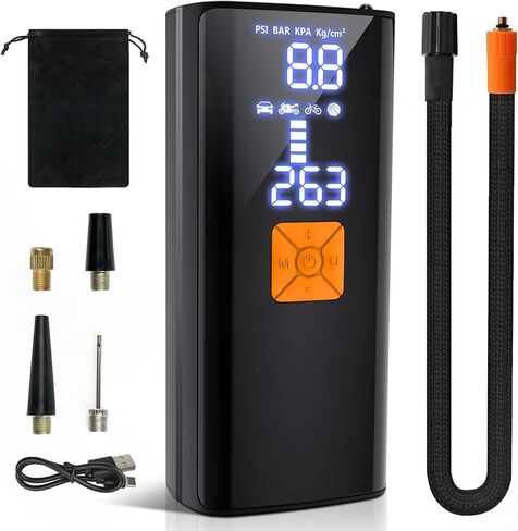 Litmustes Tire Inflator Portable Air Compressor,Cordless Tire Inflator 150 PSI with Digital LCD Pressure Gauge Electric Air Pump Quick Inflation for Car,Motorcycle,Bicycle Tires and Balls (Black) in Saudi Arabia