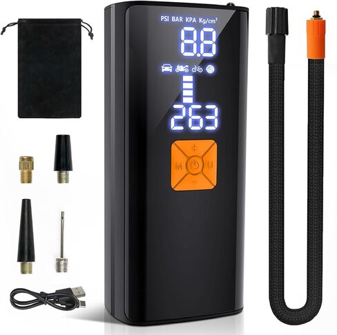 Litmustes Tire Inflator Portable Air Compressor,Cordless Tire Inflator 150 PSI with Digital LCD Pressure Gauge Electric Air Pump Quick Inflation for Car,Motorcycle,Bicycle Tires and Balls (Black) in Saudi Arabia