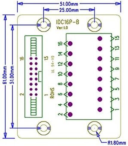 IDC16 2x8 دبابيس ذكر رأس لوحة القطع موصل كتلة المحطة مع أقدام تركيب السكك الحديدية DIN البسيطة in Kuwait