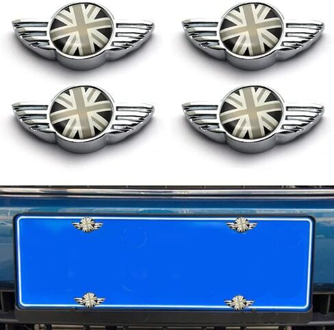 License Plate Frame Bolt Fasteners with Safety Caps Fly Wing Design for Mini Cooper Universal Fit Checkered in Saudi Arabia