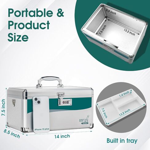 Medicine Lock Box with Combination Lock,Medication lock box【Large】 medicine safe lock box,medical box organizer in Saudi Arabia