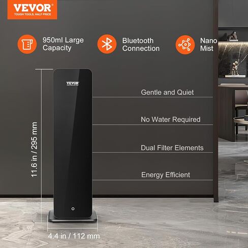 VEVOR Scent Air Machine for Home, 120ml Bluetooth Smart Cold Air Diffuser, 1000sq.ft Waterless Essential Oil Scent Air Diffuser, Floor Standing Aromatherapy Machine for Spa, Yoga, Home, Office, Hotel in Saudi Arabia
