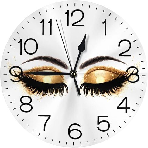 Round Wall Clock Women Eyelash Silent Non Ticking Decorative Clocks Quartz Quiet Desk Clocks for Home in Saudi Arabia