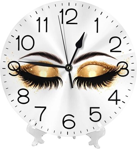 Round Wall Clock Women Eyelash Silent Non Ticking Decorative Clocks Quartz Quiet Desk Clocks for Home in Saudi Arabia