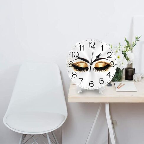 Round Wall Clock Women Eyelash Silent Non Ticking Decorative Clocks Quartz Quiet Desk Clocks for Home in Saudi Arabia