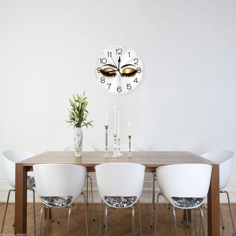 Round Wall Clock Women Eyelash Silent Non Ticking Decorative Clocks Quartz Quiet Desk Clocks for Home in Saudi Arabia