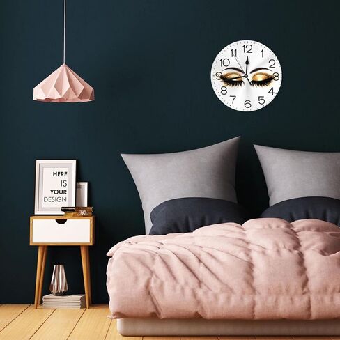 Round Wall Clock Women Eyelash Silent Non Ticking Decorative Clocks Quartz Quiet Desk Clocks for Home in Saudi Arabia