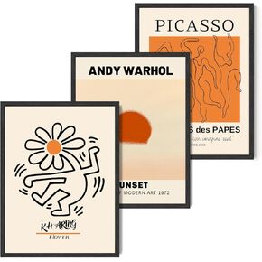 MOXELART Framed Sage Green Matisse Wall Art, Abstract Matisse Wall Art Decor Set of 3, Elegant Bedroom Artwork Paintings Decor, Modern Wall Art for Living Room, Bathroom, Office, Hotel