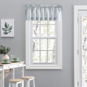 Ellis Curtain Plaza Stripe Tailored Valance, 58" x 15", Blue