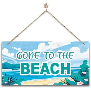 Gone to the Beach Wood Plaque, Hanging Wood Sign Home Décor, Beach House Welcome Sign, Rustic Wood Plaques, Seaside House Wall Art Decor, Home Decor Sign, Wooden Hanging Sign, Beach Vocation Sign in Kuwait
