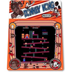 Donkey Kong Classic Arcade Marquee Game Room Man Cave Wall Decor - 8"X12" Tin Metal Sign