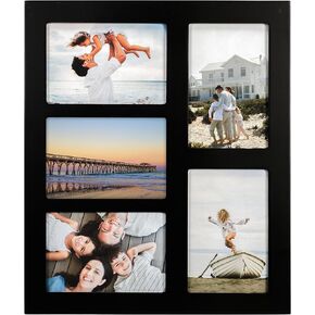 Malden 4x6 5-Opening Collage Picture Frame - Displays Five 4x6 Pictures - Black