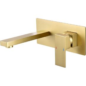 Wall Bathroom Faucet,Solid Brass Wall Mounted Single Handle Sink Faucet,Modern Bathroom Faucets,Wall Mount Faucet with Rough in Valve,Matte Black