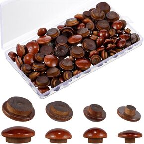 Bucherry 120 Pieces 4 Sizes Wood Plugs Wooden Hole Plugs Button Plugs Hardwood Hole Plugs for Holes in Locking Hole Tube Furniture, 3/16 Inch, 5/16 Inch, 3/8 Inch, 1/2 Inch (Vivid Style,Wine Red)
