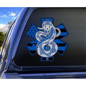 EMS Star of Life EMT Paramedic medic American Flag Rattlesnake sticker decal (2 Pack 2")