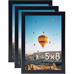 5x8 Picture Frame Set of 3 Black for Wall Hanging or Tabletop- Wall Mounting Horizontally or Vertically, 5 x 8 Wall Gallery Poster Photo Frames for 5 by 8 Photo,3 Pack, Black