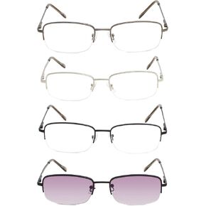 GUD Reading Glasses 5 Pairs Half-rim Metal Eyeglasses Women Men Include Computer Readers