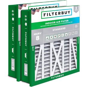 Filterbuy 24x24x5 Air Filter MERV 8 Dust Defense (2-Pack), Pleated HVAC AC Furnace Air Filters Replacement for Honeywell Return Grille (Actual Size: 22.38 x 22.38 x 4.38 Inches)