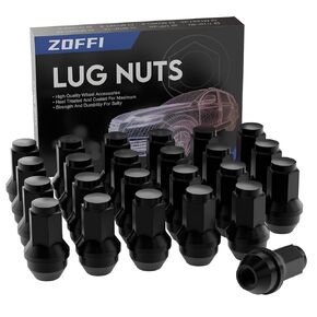 ZOFFI 24pcs M14x2.0 One-Piece Black OEM Factory Style Large Acorn Seat Lug Nuts Replacement for 2003-2014 Ford F150 Expedition Lincoln Navigator Factory Wheels
