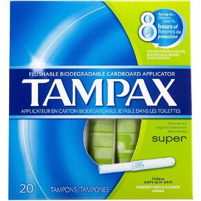 Tampax Tampons with Flushable Cardboard Applicator - Super - 20 ct