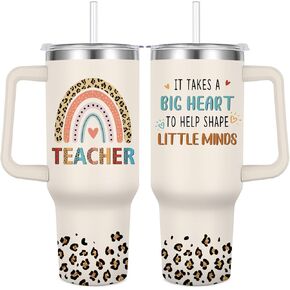 Teacher Tumbler Appreciation Present -Teacher Water Bottle 40 Oz-Thank You Present for Women Teachers, Back To School, Birthday, Retirement