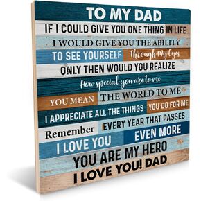 علامة خشبية لوالدي أنت بطلي، هدايا للأب من ابنته، أفضل هدايا للأب لعيد ميلاد الأب، لافتة خشبية لديكور الحائط مقاس 6.2 × 6.2 بوصة in Kuwait