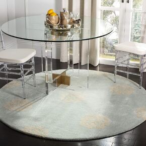 SAFAVIEH Soho Collection 4' Round Turquoise / Yellow SOH724A Handmade Medallion Wool & Viscose Area Rug